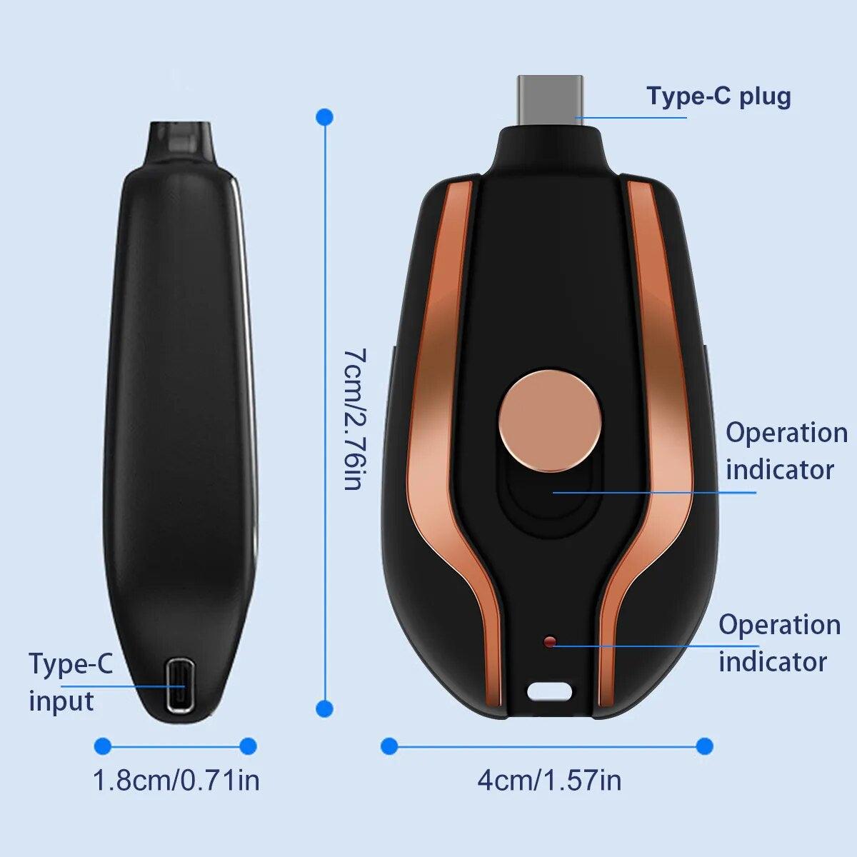 Keychain Type-C Mini Power Emergency Charger - Keyboard Jockeys