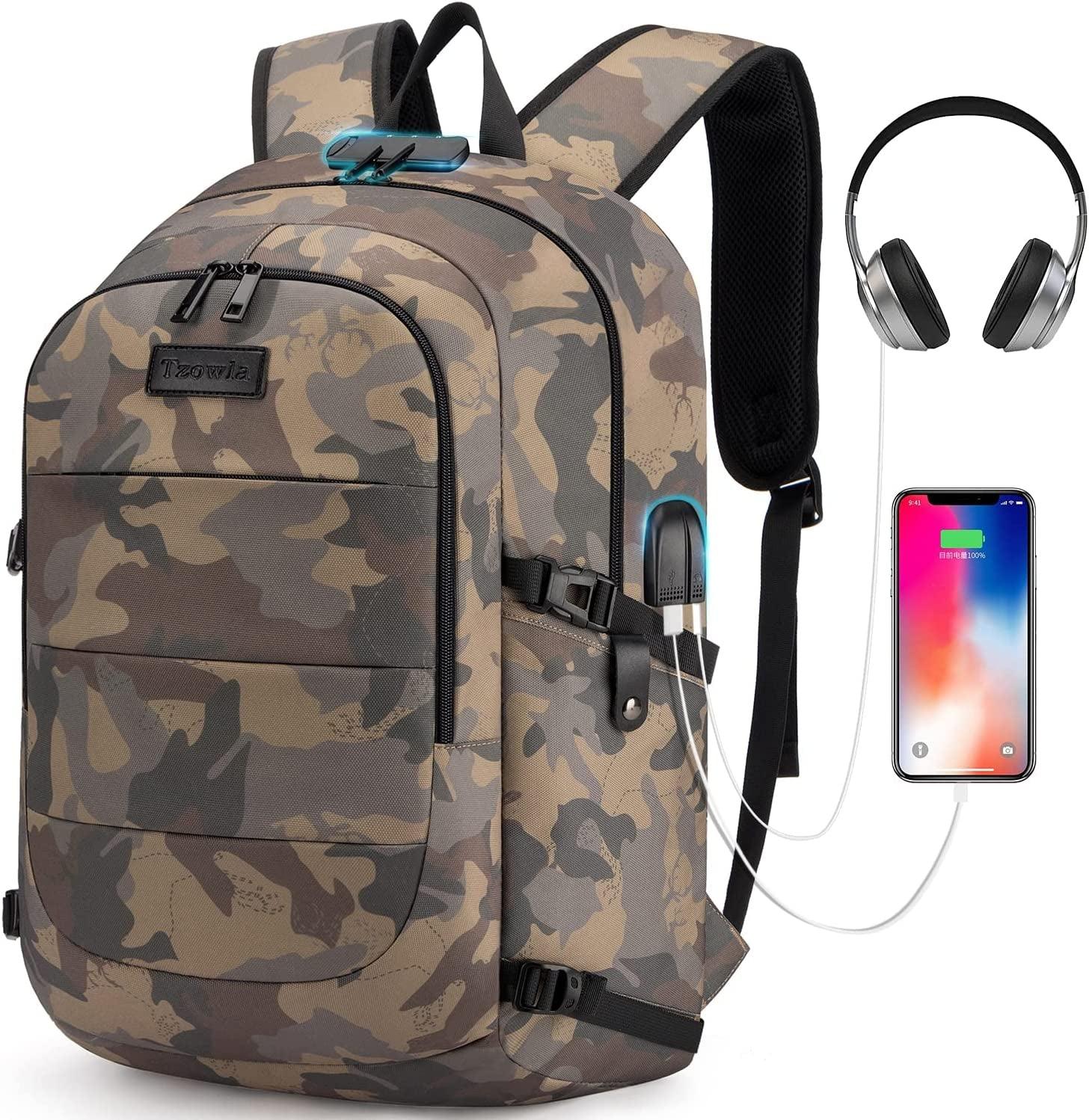 Tzowla Travel Laptop Backpack Water Resistant Anti-Theft Bag with USB Charging Port and Lock 15.6 Inch Computer Business Backpacks for Women Men Work College Gift,Casual Daypack - Keyboard Jockeys