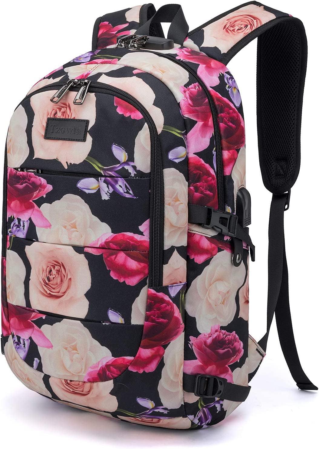 Tzowla Travel Laptop Backpack Water Resistant Anti-Theft Bag with USB Charging Port and Lock 15.6 Inch Computer Business Backpacks for Women Men Work College Gift,Casual Daypack - Keyboard Jockeys