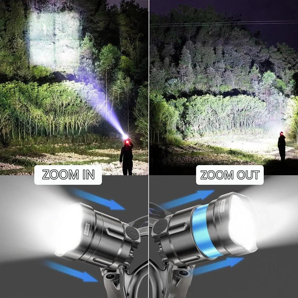 Waterproof Super Bright LED Headlamp with XHP90 Lamp Beads Headlight Power Display - Keyboard Jockeys